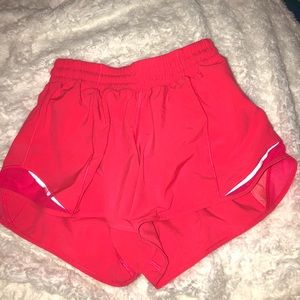 Lululemon pink hotty hot shorts II longer seam